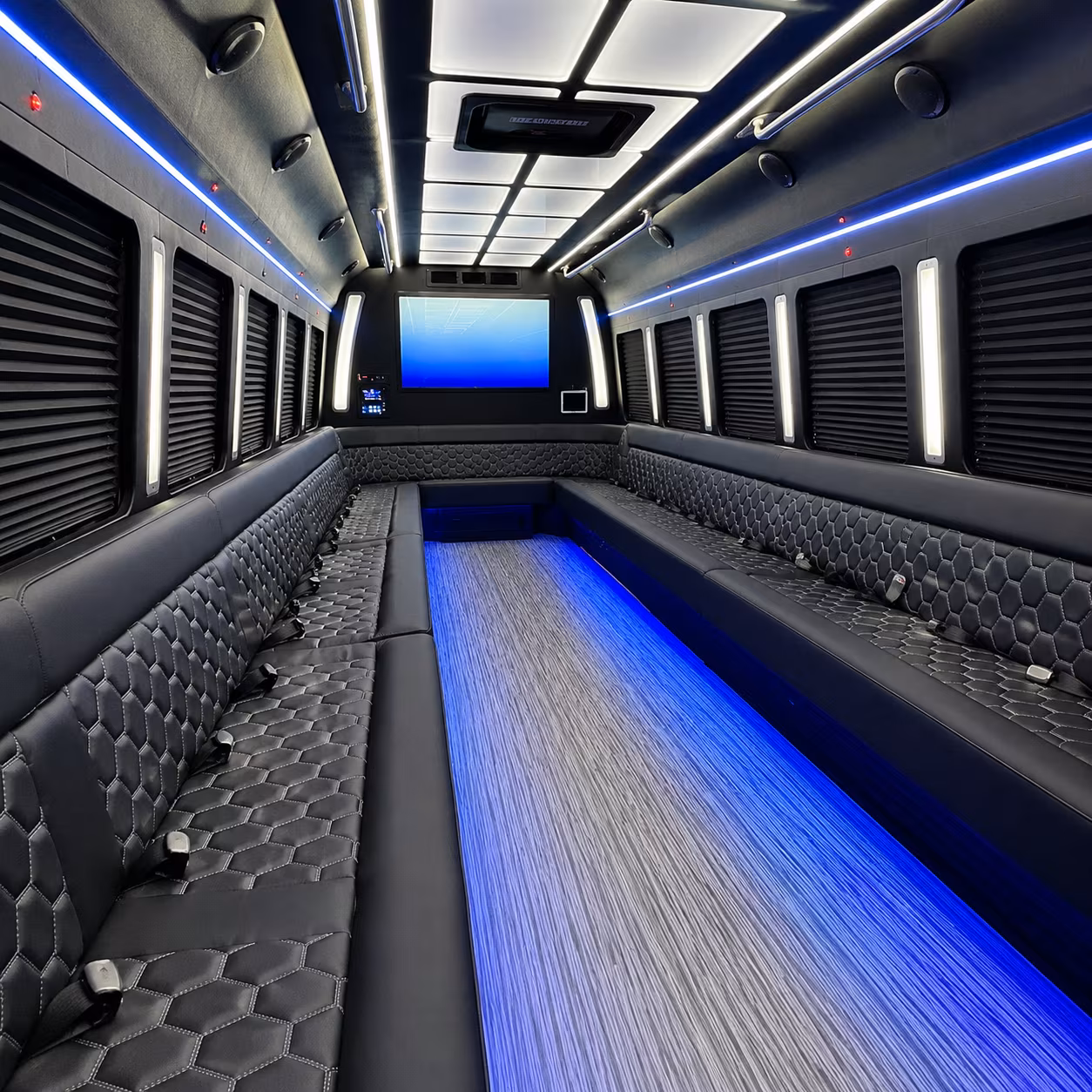 kissimmee 50 passenger party bus inside